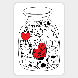 Cat doodles in bottle-valentines day Magnet